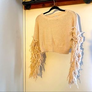Blush Pink Sweater with fringe